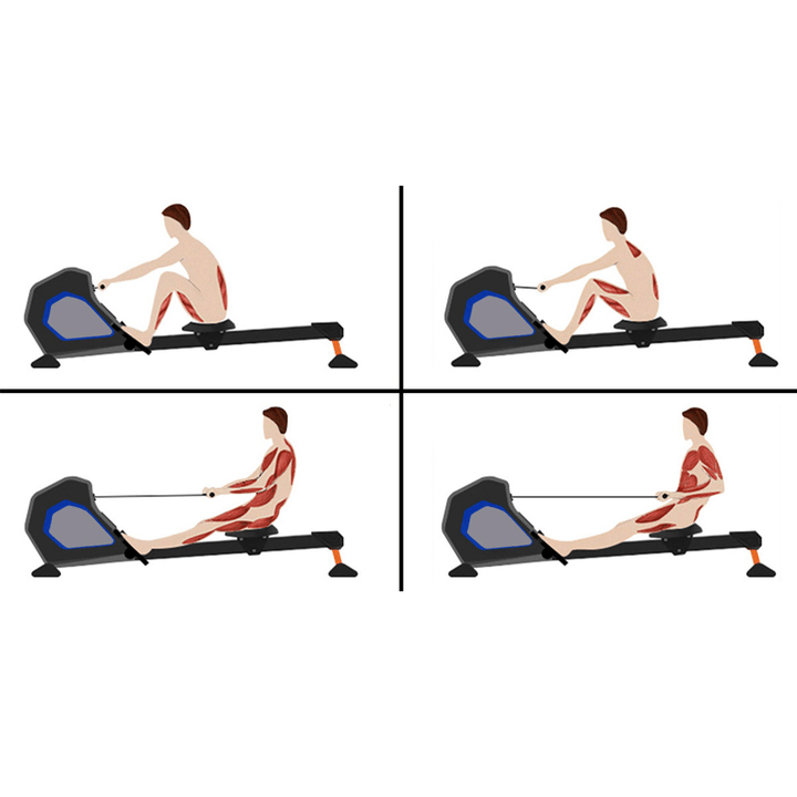 [USA Direct] Folding Magnetic Rower Rowing Fitness Full Body Exercise Machine with 8 Resistance Home Gym - MRSLM