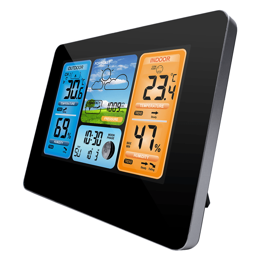 LCD Wireless Weather Station Indoor Outdoor USB Digital Forecast Alarm Clock - MRSLM