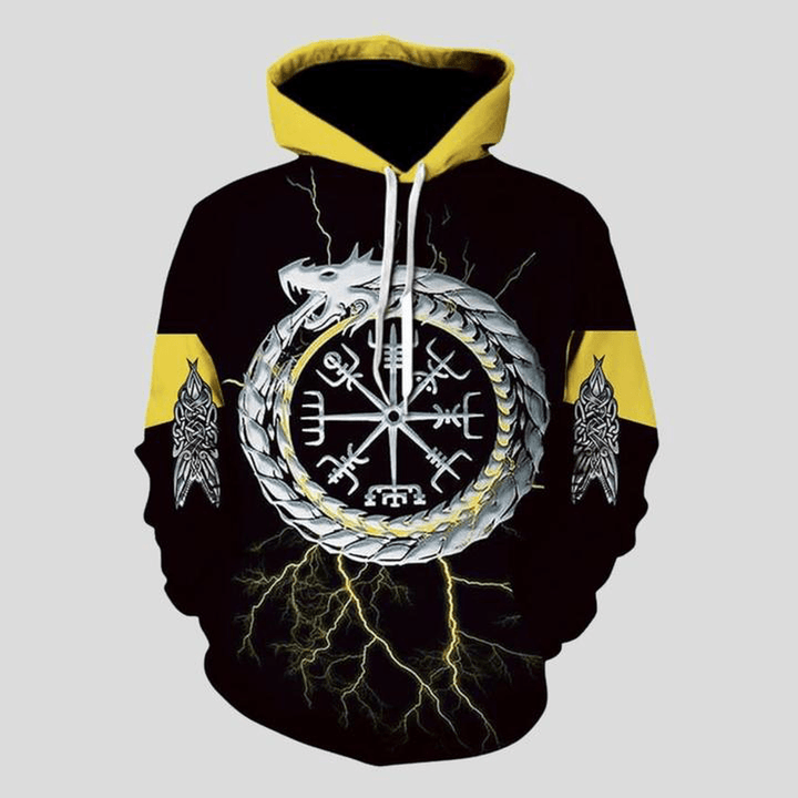 Men'S Loose Printed Pullover Hoodie - MRSLM