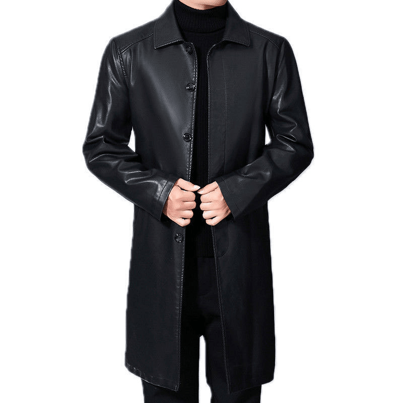 Men'S Lapel Fur One-Piece Over-The-Knee Jacket - MRSLM