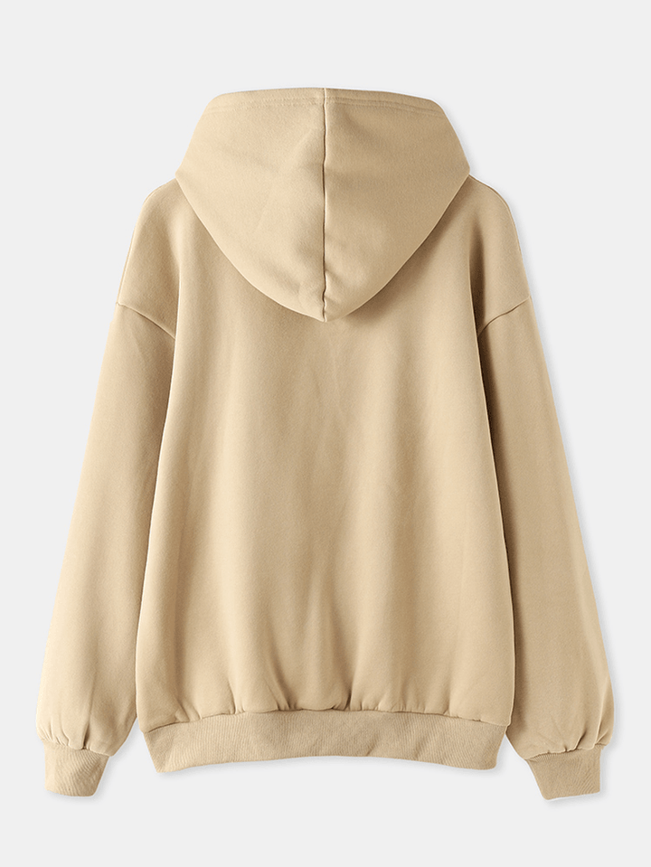 Women Letter Printing Velvets Kangaroo Pocket Cross-Border Warm Long-Sleeved Hooded Sweater - MRSLM