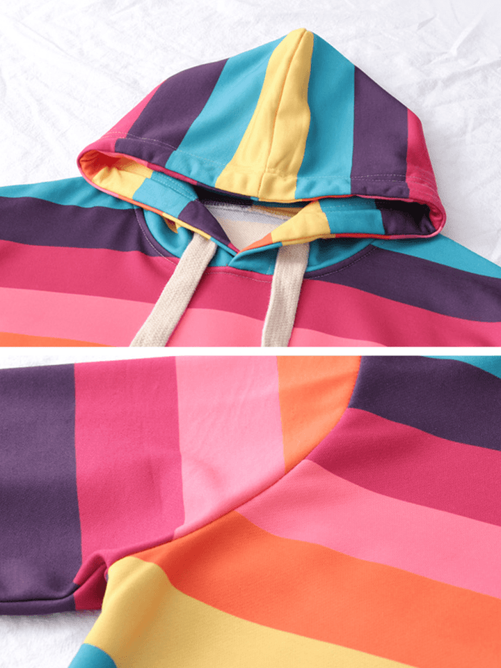 Hooded Multicolor Striped Sweatshirt - MRSLM