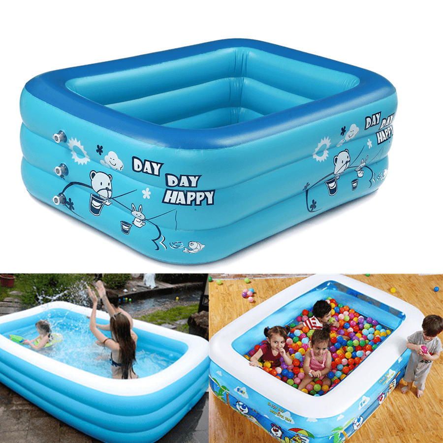 180Cm Thicken Inflatable Swimming Pool Rectangle Baby Children Square Bathing Tub 3 Layer Pool Summer Water Fun Play Toy - MRSLM