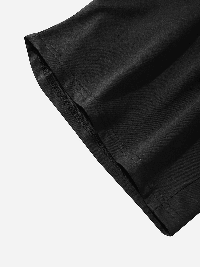 Mens NASA Label Leisure Black Elastic Waist Shorts with Side Pocket - MRSLM