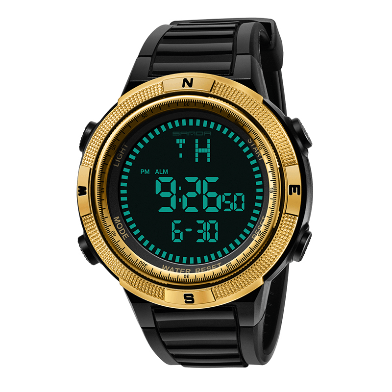 SANDA 360 Digital Watch Men Fashion Silicone Strap Calendar Luminous Display Outdoor Sport Watch - MRSLM
