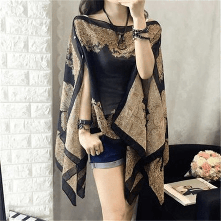 Fashionable Women'S Multifunctional Printed Chiffon Shawl - MRSLM