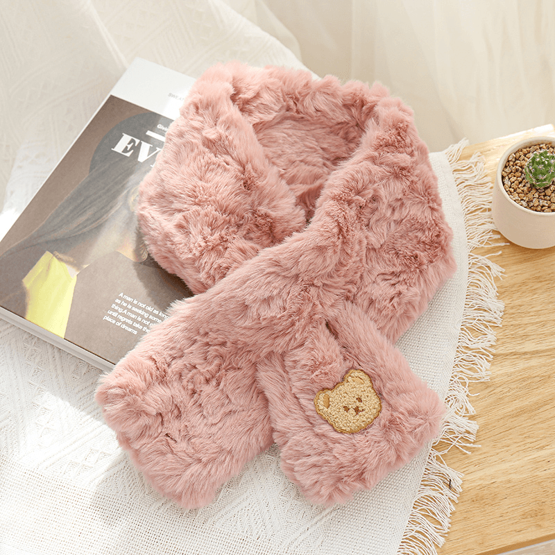 Women'S Winter Korean Style All-Match Plush Bear Scarf - MRSLM