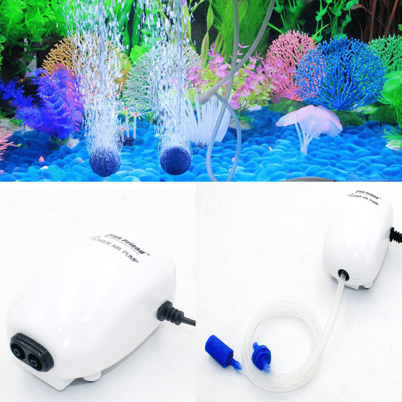 Ultra Silent Aquarium Air Pump Air Compressor Oxygen Airpump Single & Double Outlet Fish Tank Pump - MRSLM