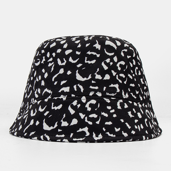 Women Patchwork Leopard Pattern Print Sun Hat Cotton Fashion All-Match Sunscreen Bucket Hat - MRSLM