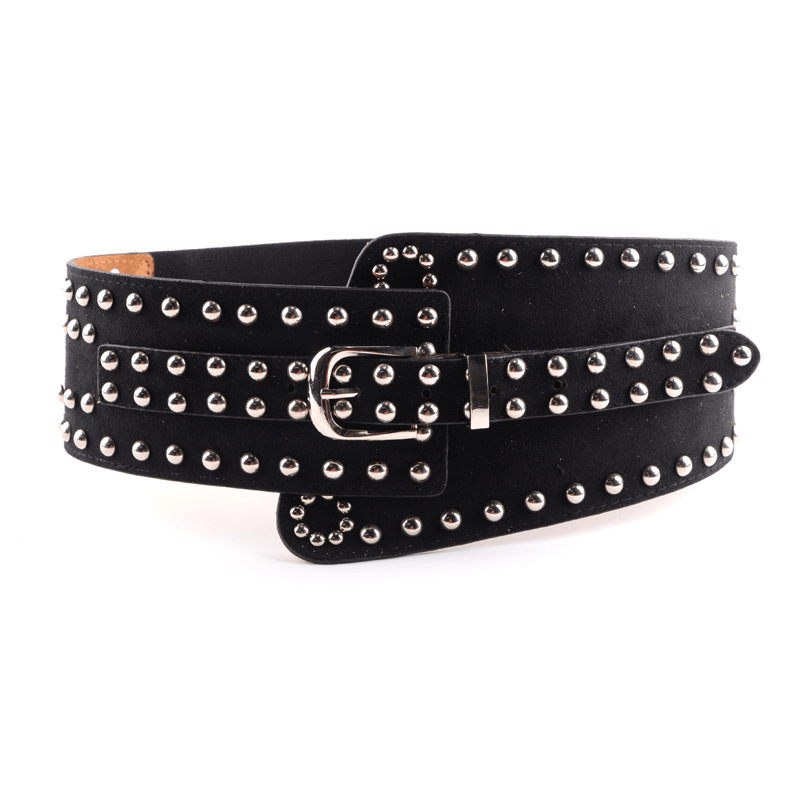 Personalized Rivet Punk Ladies with Elastic Wide Waistband Fashion Belt - MRSLM