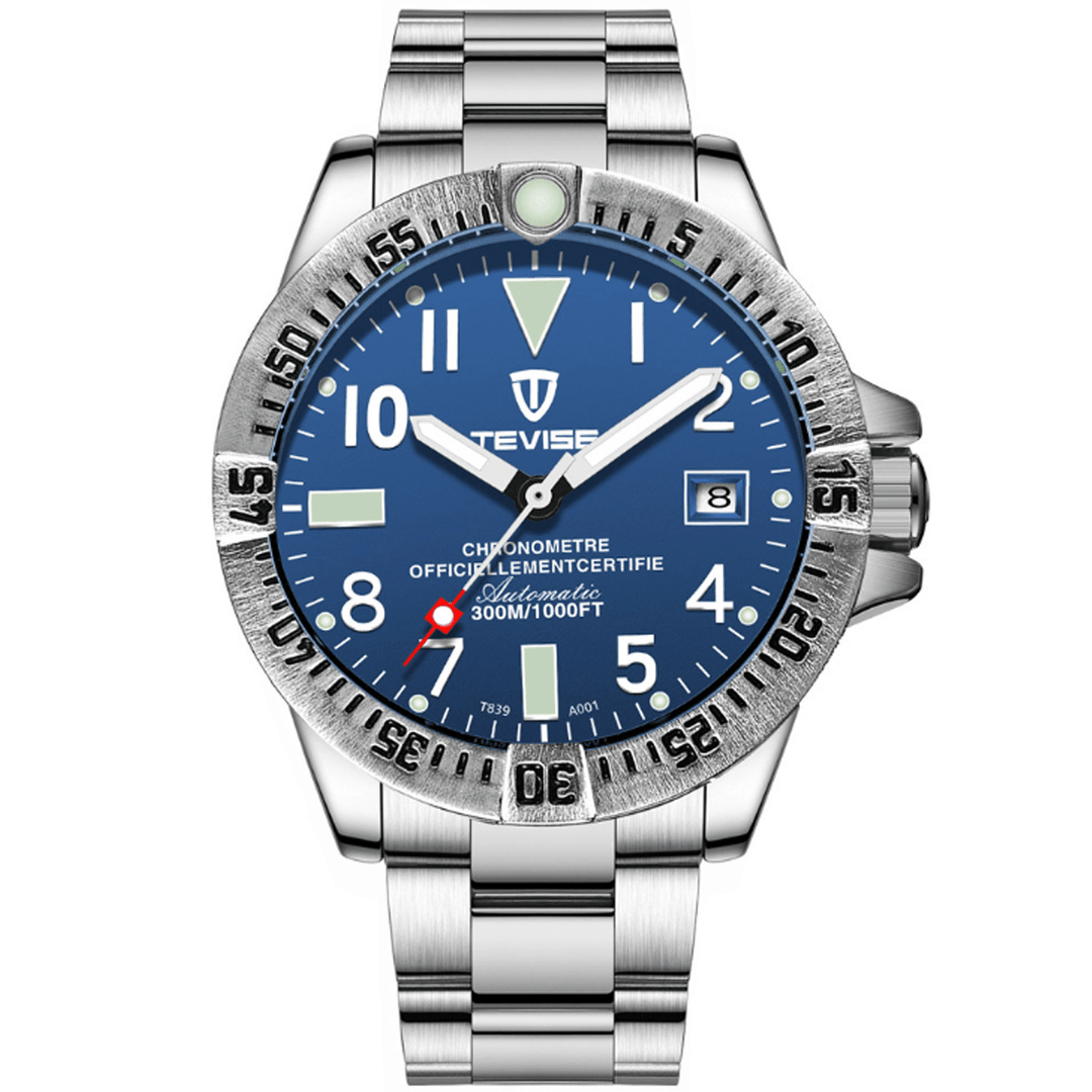 TEVISE T839A Fashion Men Watch 3ATM Waterproof Luminous Date Display Stainless Steel Strap Mechanical Watch - MRSLM