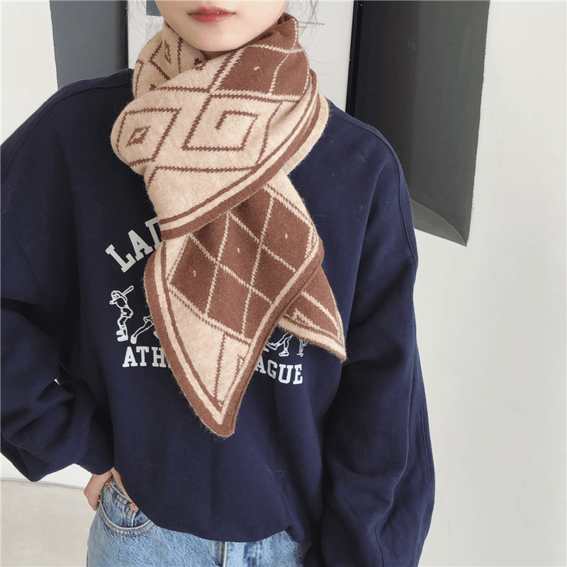 Women'S Sharp-Cornered Thick Warm Knitted Scarf - MRSLM