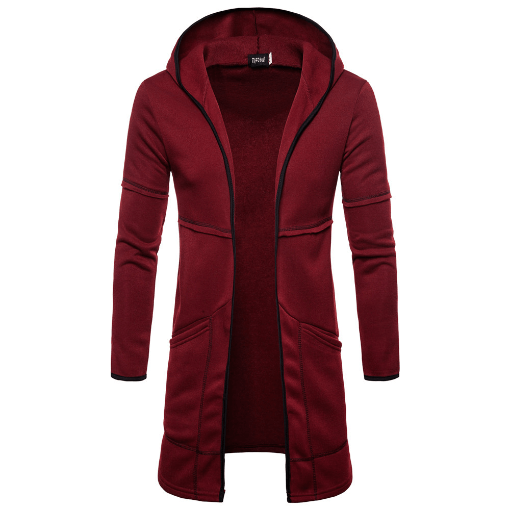 Men'S High Street Mid-Length Large Pocket Hooded Cardigan - MRSLM