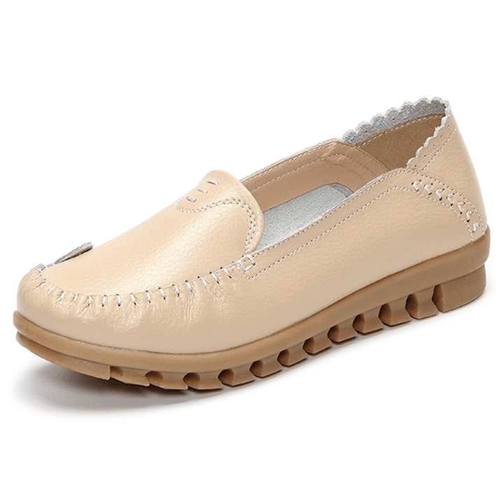 Soft Rubber Sole round Toe Pure Color Slip on Flat Loafers - MRSLM