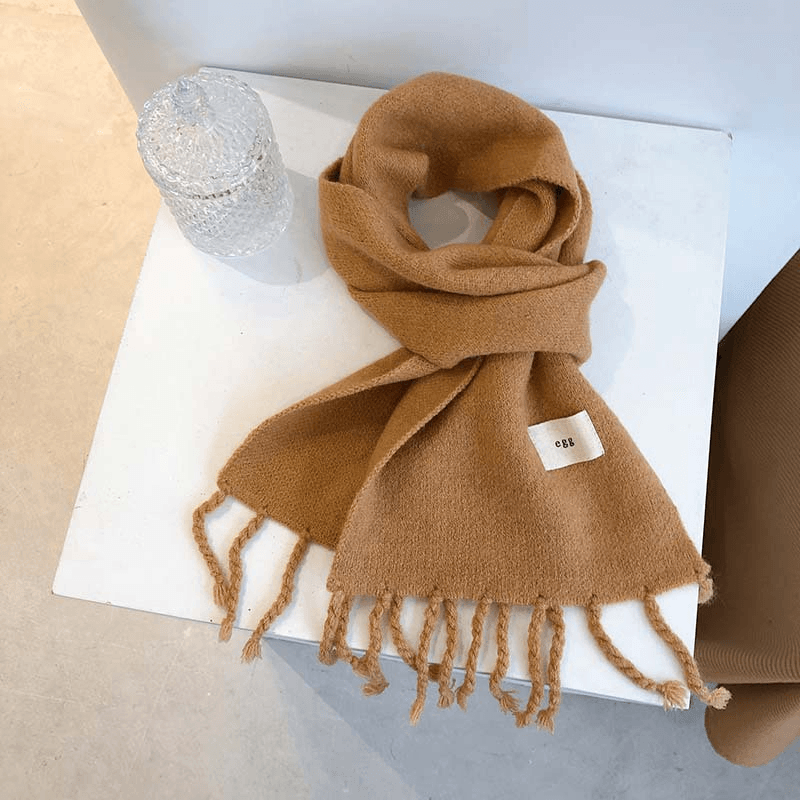 Pure Color Tassel Season Wool Knitted Couple Scarf - MRSLM