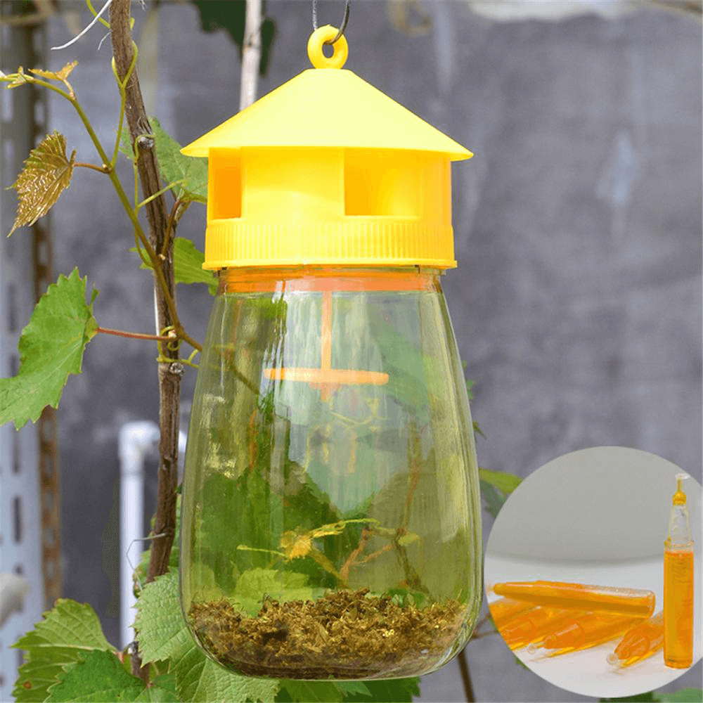 Fruit Fly Bee Catcher Trap Bottle Reusable Hanging Insect Flies Catcher - MRSLM