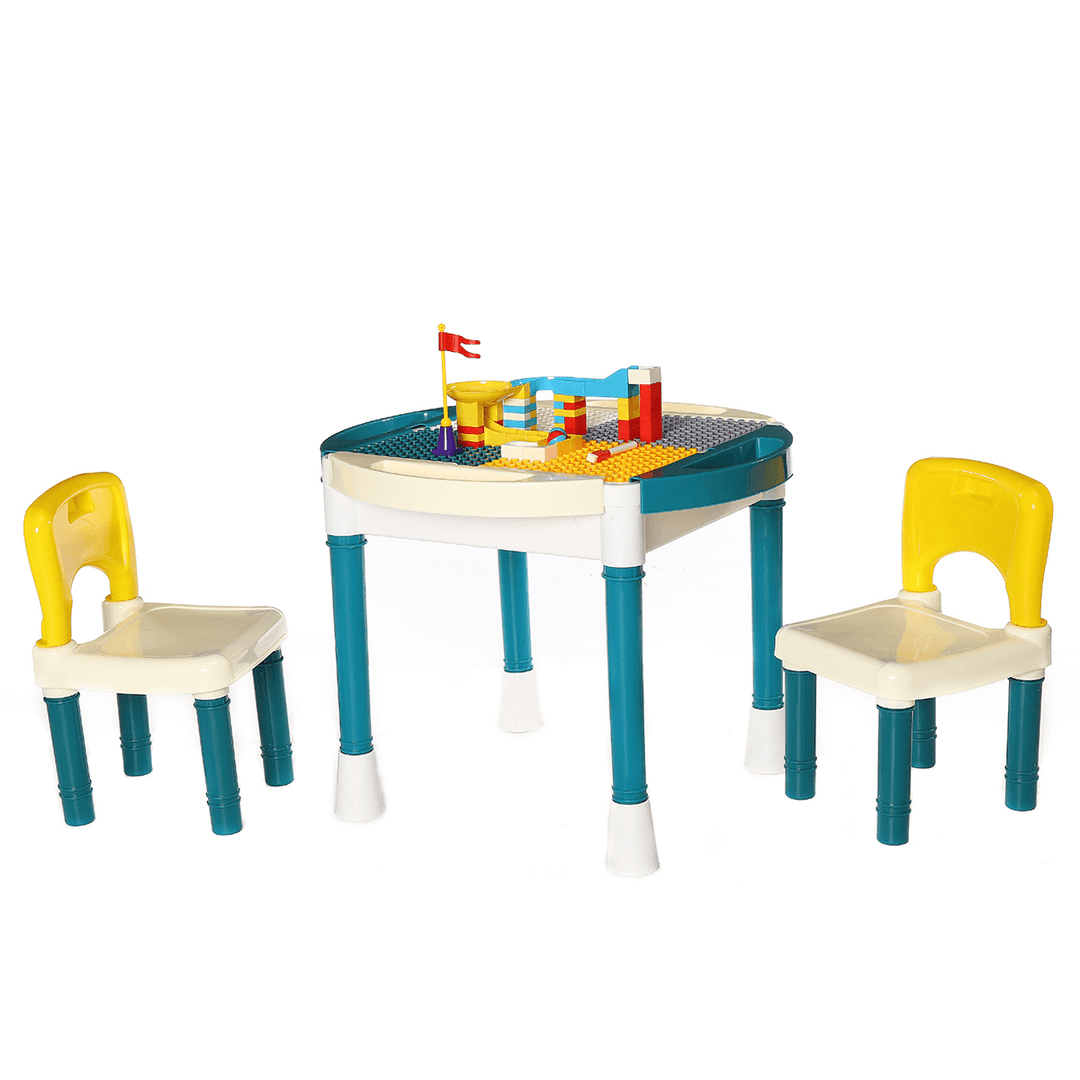 Children Building Blocks Kids Table and Chairs Set Toy Bricks Activity Play Baby - MRSLM
