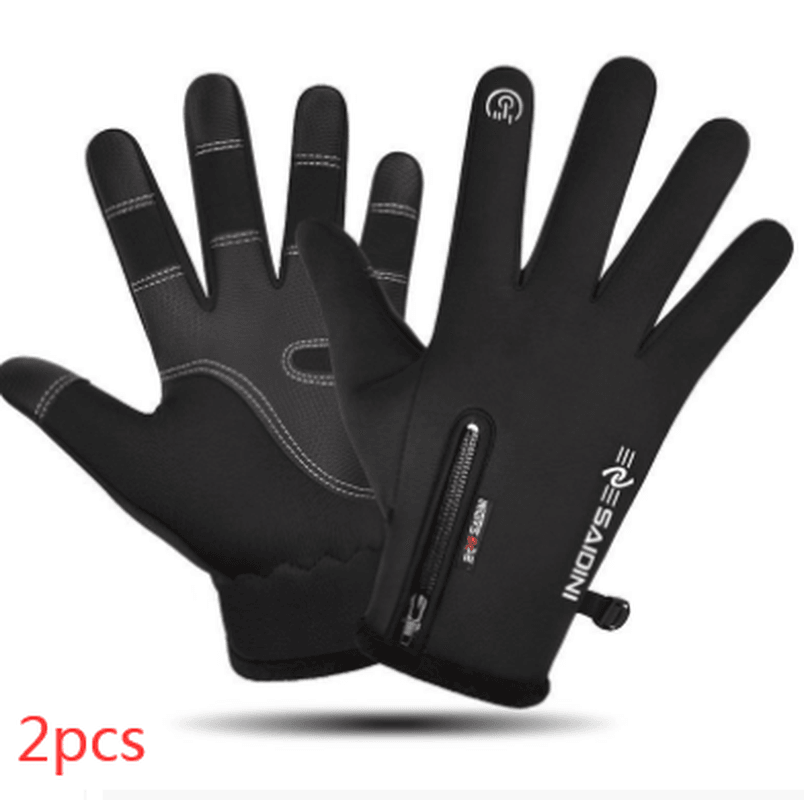 Men'S Autumn and Winter Gloves Touch Screen Zipper Waterproof Riding Outdoor - MRSLM