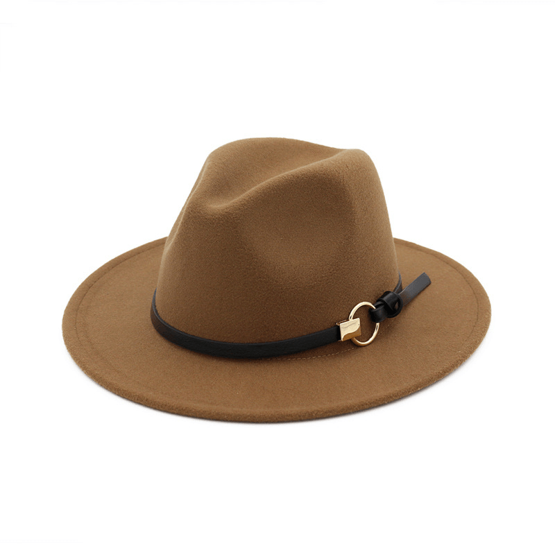 Simple Belt Flat Brim and Big Rim All-Match Jazz Hat - MRSLM