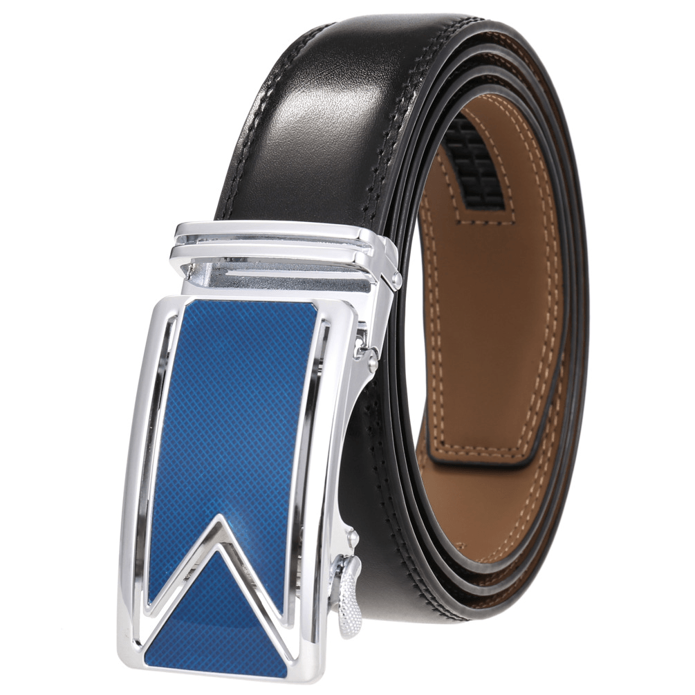 Fashion Men'S Two-Layer Cowhide Automatic Buckle Trouser Belt - MRSLM