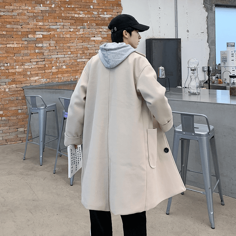 Fashion Men'S Mid-Length Thick Woolen Coat - MRSLM