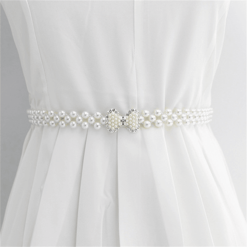 Women'S Rhinestone Pearl Waist Chain Fashion Dress Decoration - MRSLM