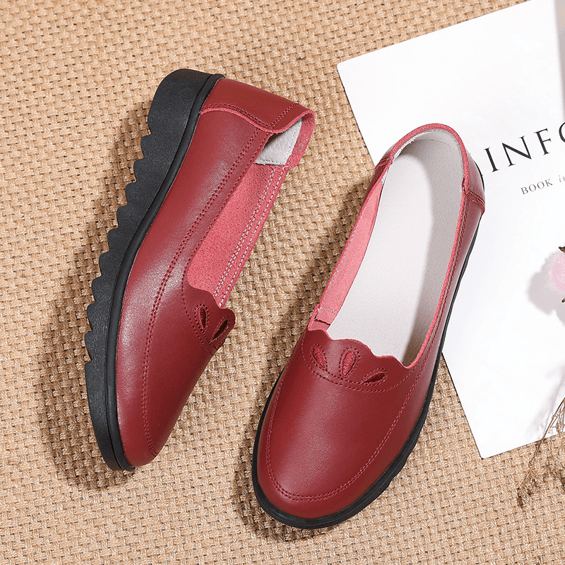 Women Daily round Toe Soft Solid Color Flat Loafers Shoes - MRSLM
