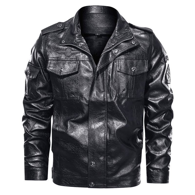 Men'S Washed PU Leather Casual Men'S Leather Jacket - MRSLM