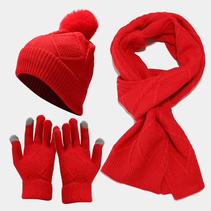 Three Piece Set of Autumn and Winter Hats, Scarves, Gloves - MRSLM