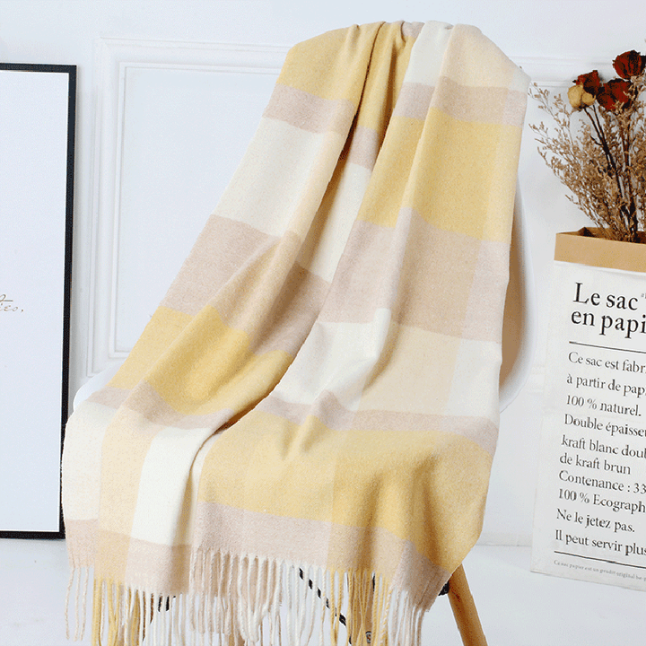 Wool Plaid Women Autumn and Winter Warm Scarf - MRSLM