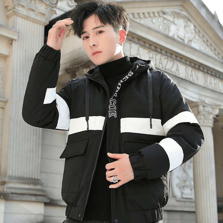 Korean Style Short Padded Jacket Men'S Thick Warm All-Match Cotton Coat - MRSLM