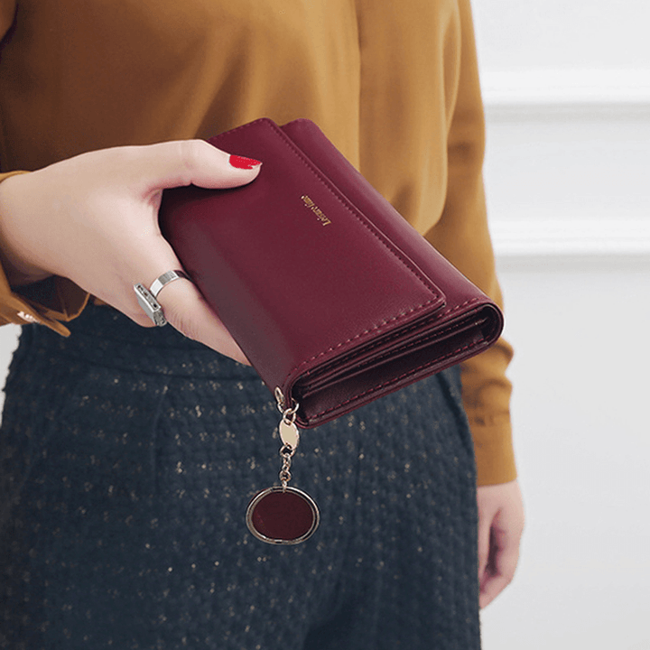 Women Fashion Phone Bag Artificial Leather Multi-Functional Long Wallet 9 Card Slots Clutch Bag - MRSLM