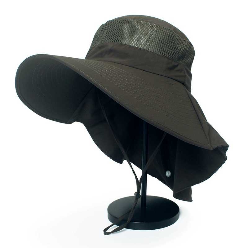 Hat Male Summer Sun Visor Fisherman Hat Outdoor Climbing Sun Hat Neck Guard Sun Hat Anti-Ultraviolet Fishing Hat - MRSLM