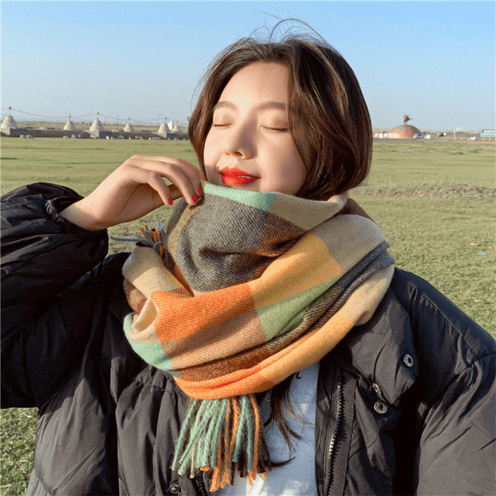 Imitated Wool All-Match Double-Sided Autumn and Winter Thickened Warm Scarf - MRSLM