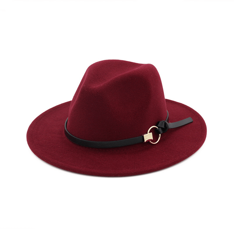 Simple Belt Flat Brim and Big Rim All-Match Jazz Hat - MRSLM