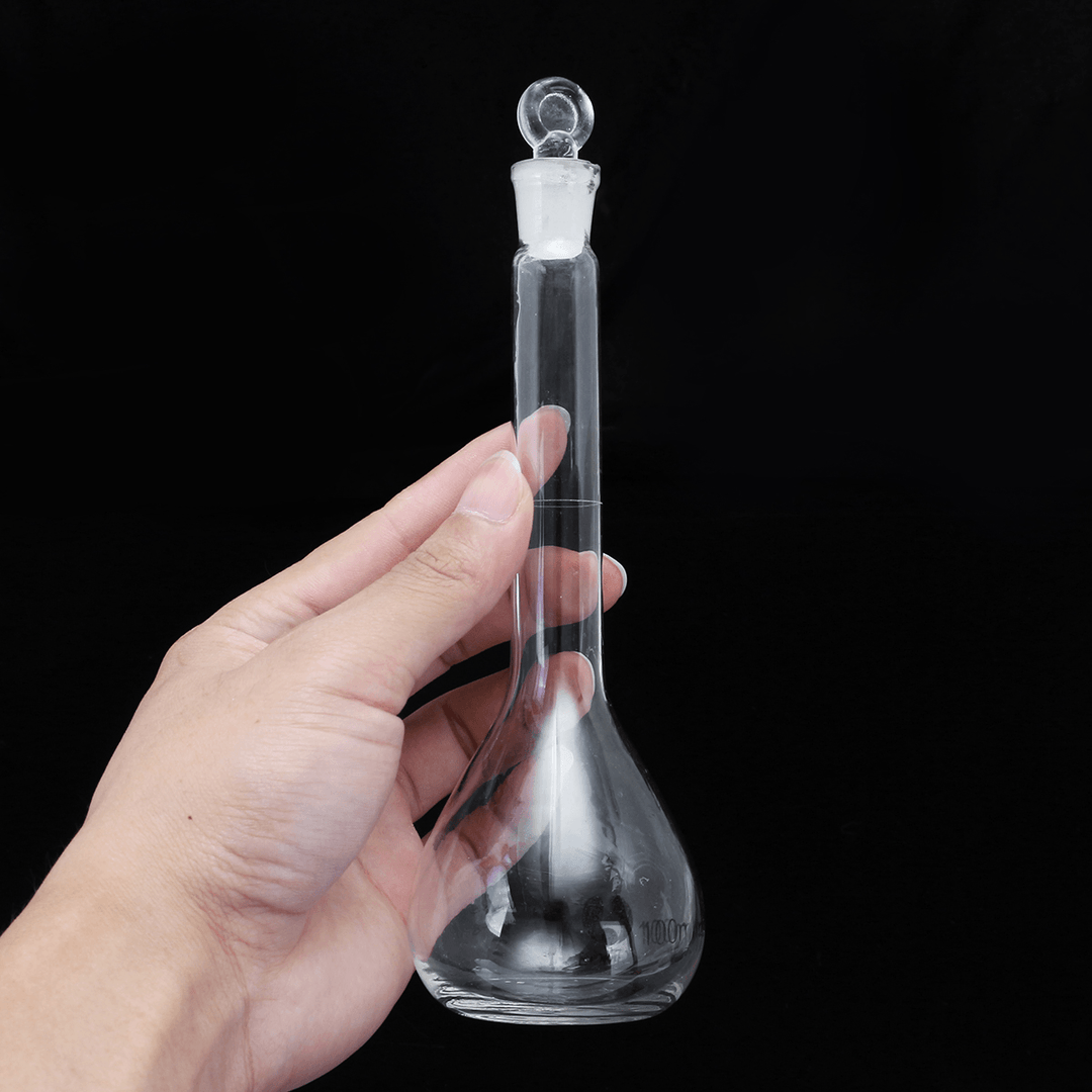 100Ml Clear Glass Volumetric Flask W/ Glass Stopper Lab Chemistry Glassware - MRSLM