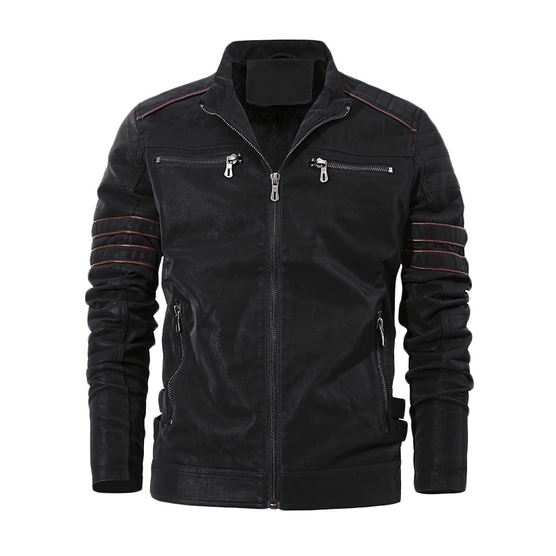 Men'S Autumn and Winter Fleece Leather Jacket - MRSLM