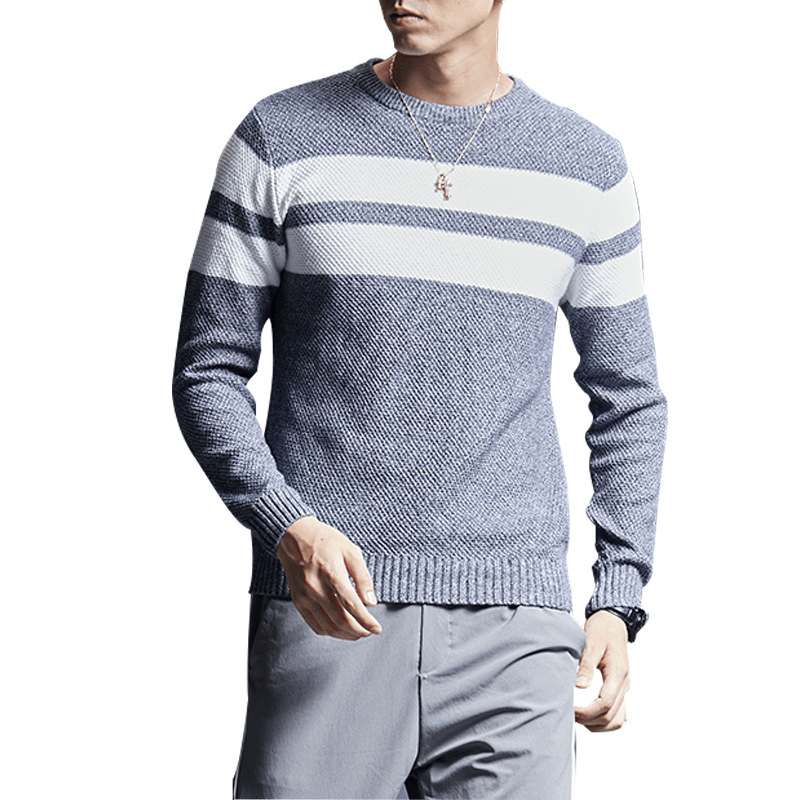 Men'S Sweater All-Match All-Match Sweater Striped Sweater Men - MRSLM