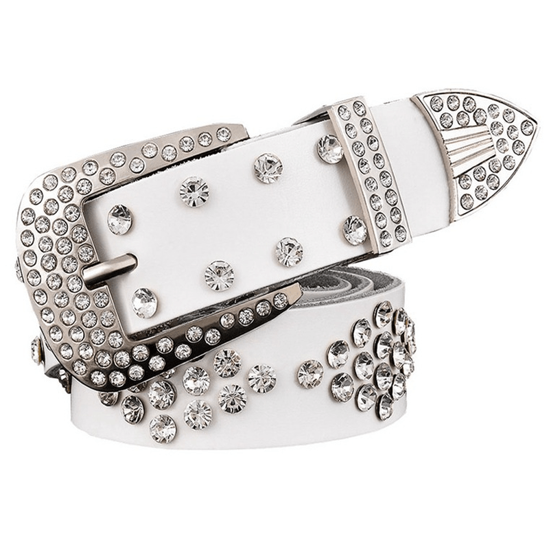 Leather Diamond Box Inlaid with Rhinestones Foreign Trade Ladies Pin Buckle Diamond Belt - MRSLM