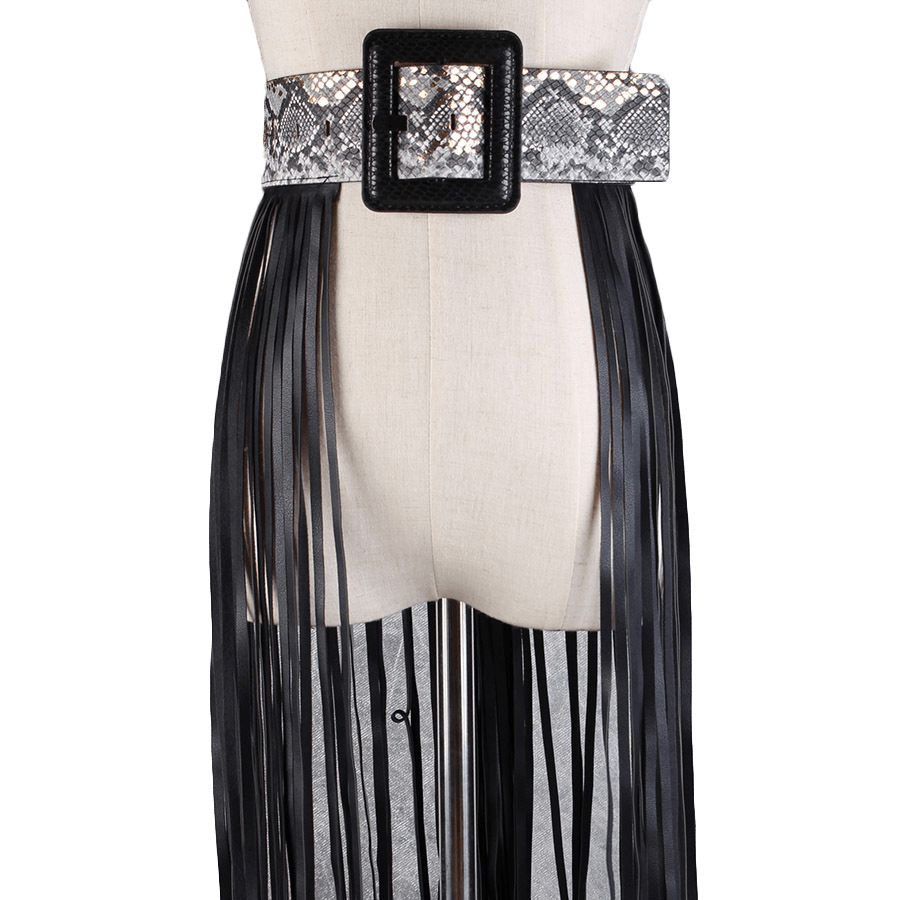 Fringed Belt Wild Snakeskin Pattern Decorative Girdle - MRSLM