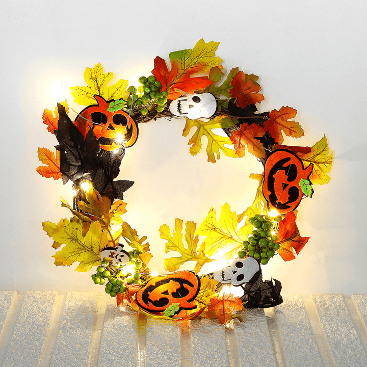 20LED Halloween Party Wreath Garland Light Home Wall Hanging Decorations Ornaments - MRSLM