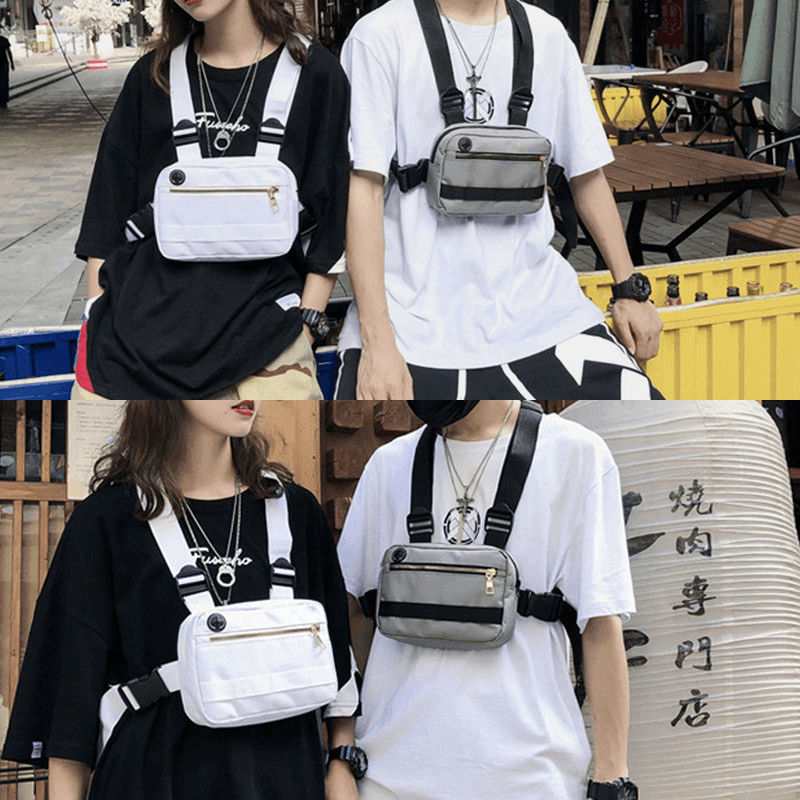 Men Women Fashion Tactical Chest Bag Couples Vest-Style Functional Backpack - MRSLM