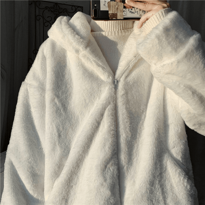 Fashion Simple Pure Color Lamb Cashmere Cotton Coat - MRSLM