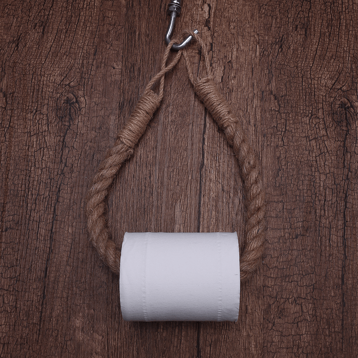 Industrial Towel Ring Holder Steampunk Hemp Rope Vintage Toilet Roll Tissue Holder - MRSLM