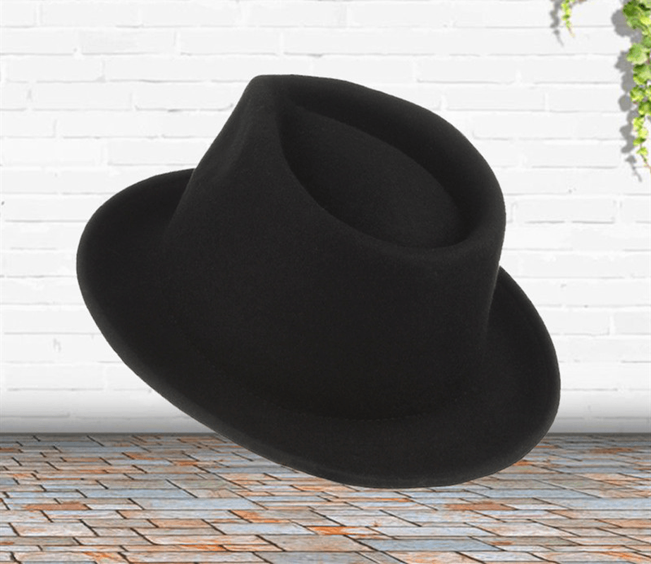 High-Grade Wool Curled Jazz Hat Wool Top Hat - MRSLM