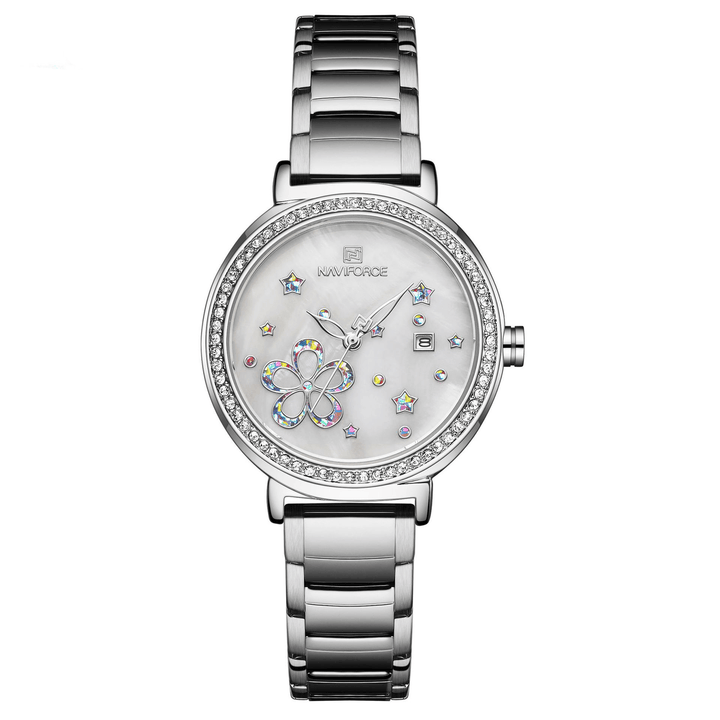 NAVIFORCE 5016 Date Display Full Steel Ladies Wrist Watch Crystal Classic Design Quartz Watch - MRSLM