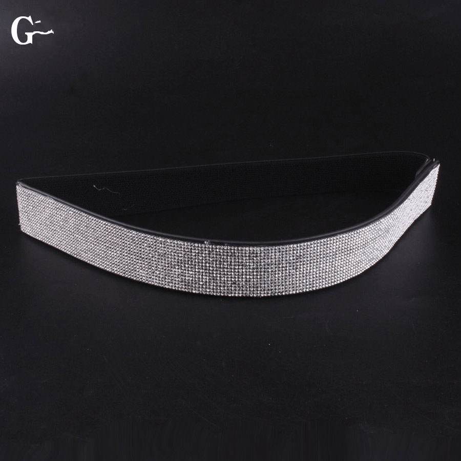 Rhinestones and Diamonds Elastic Wide Belt Flashing Diamonds Ladies Versatile Crystal Stretch - MRSLM