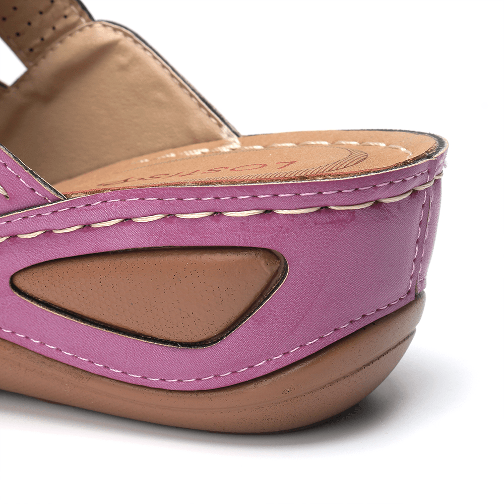 Women Casual Cross Belt Hollow Color Stitching Slippers - MRSLM
