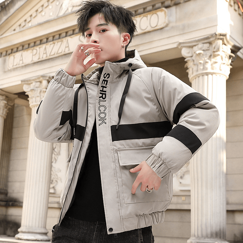 Korean Style Short Padded Jacket Men'S Thick Warm All-Match Cotton Coat - MRSLM