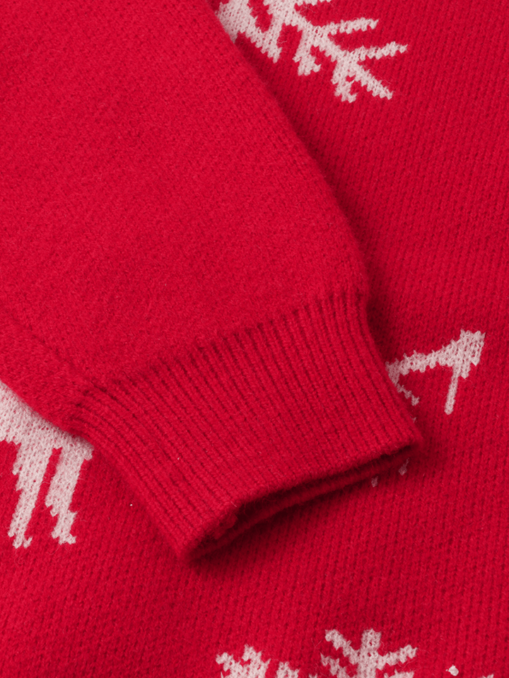 Mens Christmas Elk & Snowflake Graphics Knitting Long Sleeve Sweaters - MRSLM